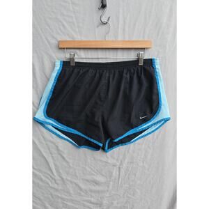 Nike Dri-FIT Tempo Shorts Womens Large Black Blue Running Lined Athletic